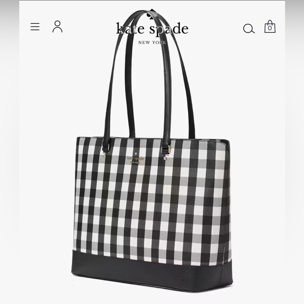 Kate Spade perfect tote bag black and white plaid